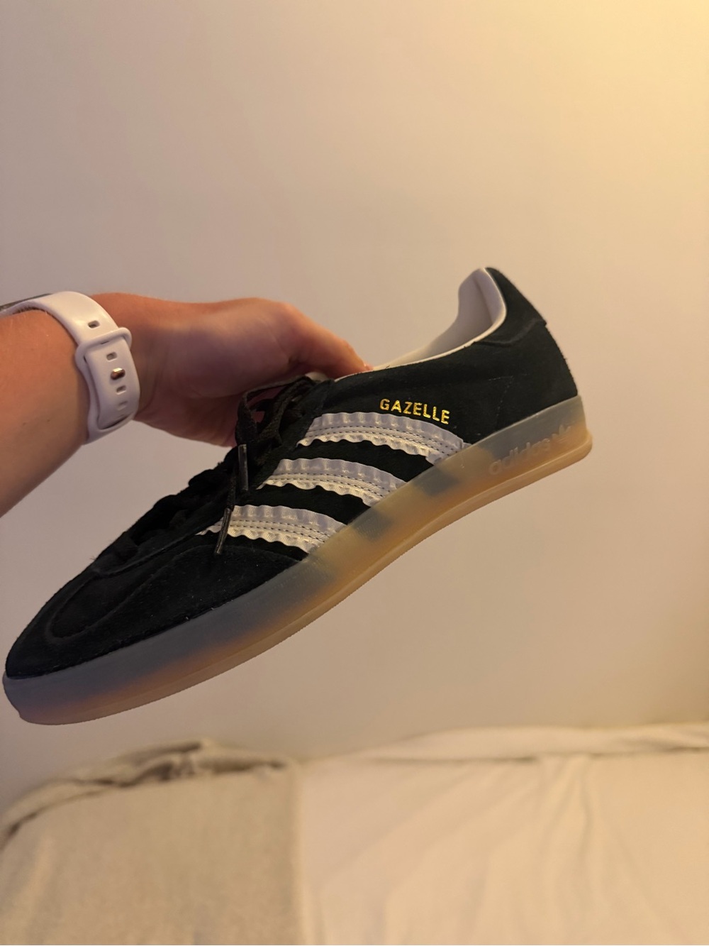 adidas NAVY Gazelle Sneakers with White Ruffle Stripes - Picture 5 of 6